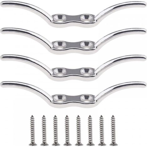 Taquets de Corde Bateau, 4 Pcs Crochet de Corde de Mât en Acier Inoxydable 316, 2-1/2", 4", 6", Taquets d'Amarrage avec 8 Vis pour Quai Garage Kayak Bateau Marine (1/5)