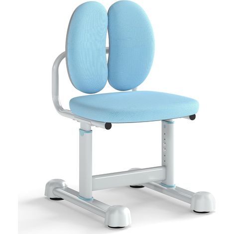GOPLUS Chaise Bureau Enfant, Chaise d'Étude Ergonomique avec Hauteur Réglable 68-76cm, Double Dossier, Pieds Antidérapants Réglables, Siège Rembourrée pour Garçons et Filles (Bleu) (1/5)