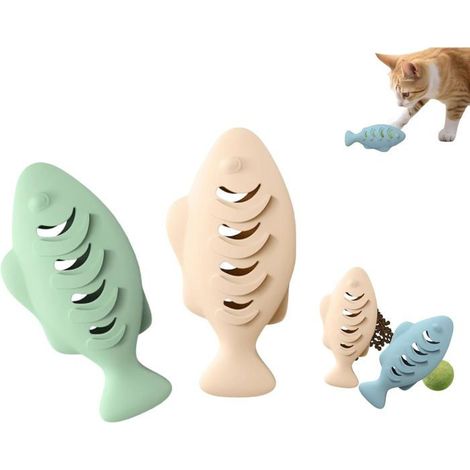 Jouet interactif chat silicone 2-en-1 – Distributeur friandises, gamelle éducative – Balle à herbes chatons (1/5)
