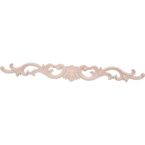 Applique Décorative en Bois Sculpté pour Lit et Porte, Beige (1/5)