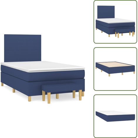 The Living Store Boxspringbett mit Matratze Blau 120x190 cm Stoff - Boxspringbett - Doppelbett - Schlafraum - Blau - Bettauflage (1/5)