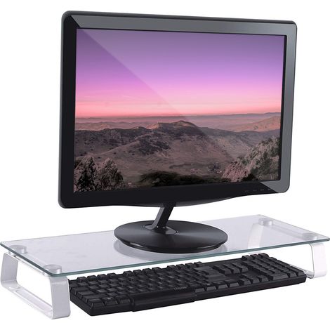 Stand da Scrivania per Monitor o Notebook in Vetro Trasparente (1/5)