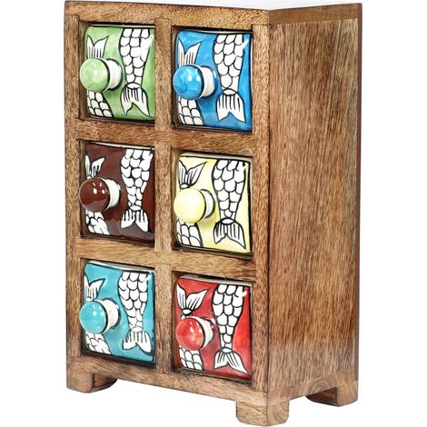 Signes Grimalt Portaspezie Scatole con 6 cassetti e portagioie  Portaspezie rettangolare marrone - 23x15x11 cm