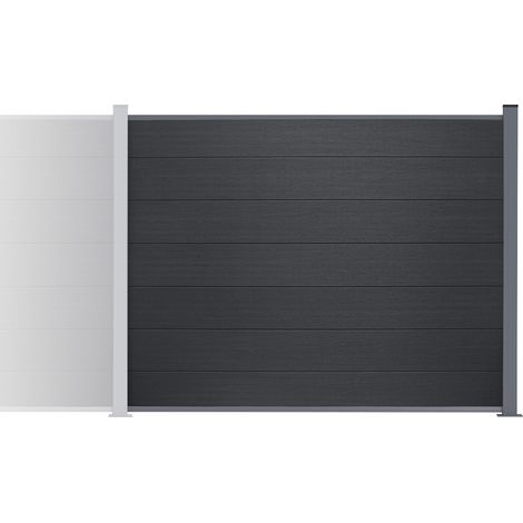 Kit extension Clôture bois composite 2m STOCKHORN H.150cm sur platine gris (1/5)