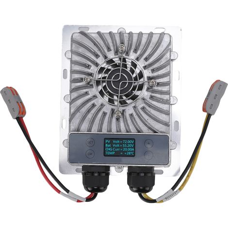 Ortviai Régulateur Solaire MPPT Boost-Buck 1200W pour Batteries 24V à 72V, Écran LCD et Ventilateur Intégré
