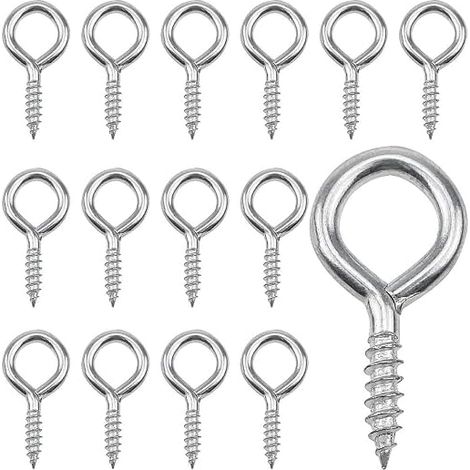 Steel 4cm Piton Screw Eye Screw Self Screws Screw Hook, Tapping Hooks, Wall Hooks for DIY, Crafts, Curtain, Rope, Wooden Frames (1/5)
