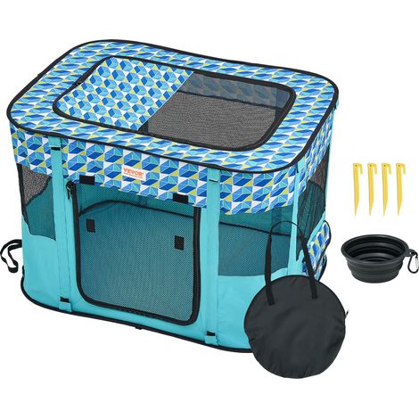 Parc pour Chien Portable 812x609x558 mm Enclos Chat Chiot Pliable Tissu Oxford 600D Imperméable Fermeture Éclair pour Intérieur, Extérieur, Voyage, Camping, Activité Plein Air (Rectangulaire, S) (1/5)
