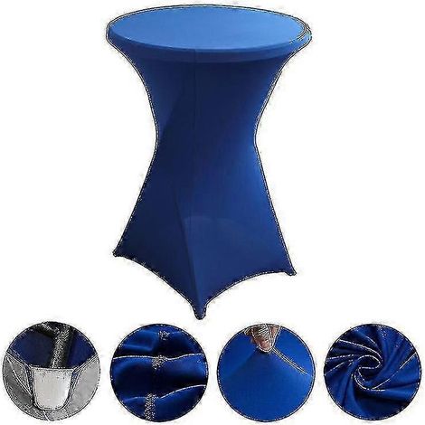 Nappe ronde cocktail en spandex extensible dans les quatre sens, noire, 80 x 110 cm, bleu saphir (1/5)