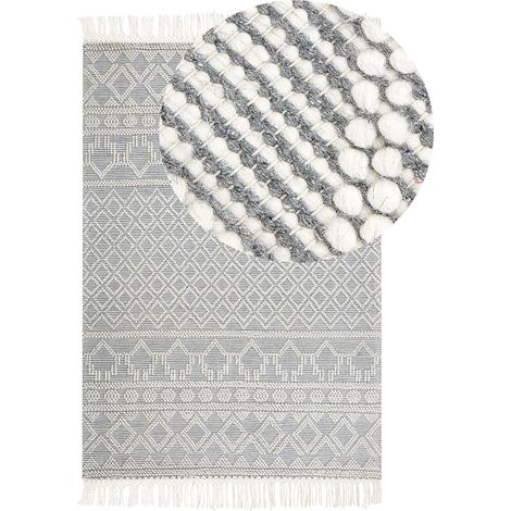 Teppich SOLHAN Grau Beige 160 x 230 cm Wolle