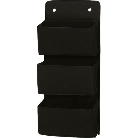 Bolsa de almacenamiento colgante de tres capas, armario detrás de las puertas, diseño multicompartimento, gran capacidad de almacenamiento de tela para ropa y juguetes, color negro. (1/4)