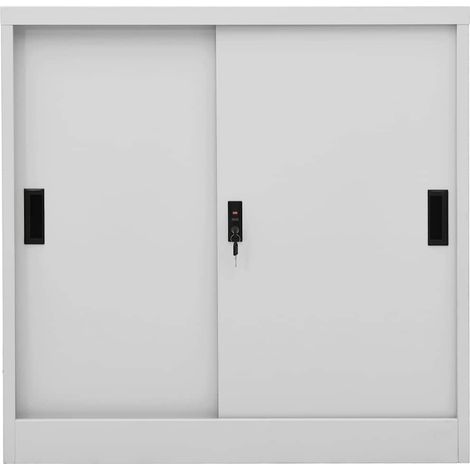 Armadio Ufficio Anta Scorrevole GrigioChiaro 90x40x90cm Acciaio DAS389447 (1/5)