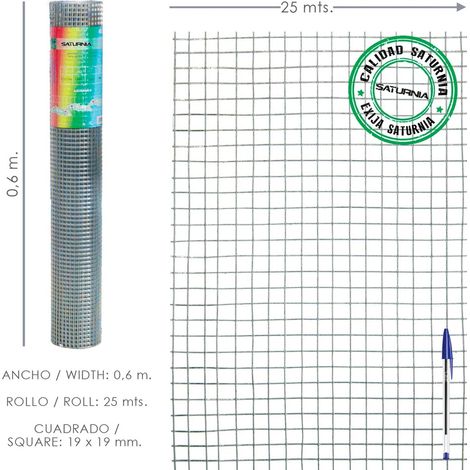 Rete Elettrosaldata Zincata 19x19/60 cm. rotolo 25 Metri Uso Domestico