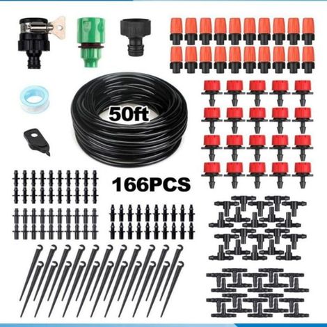 Kit Irrigation Goutte à Goutte, d'arrosage automatique système DIY Avec arrosage Micro Arroseur et 25m Tuyaux, pour jardin serre potager pelouse H681 (1/4)