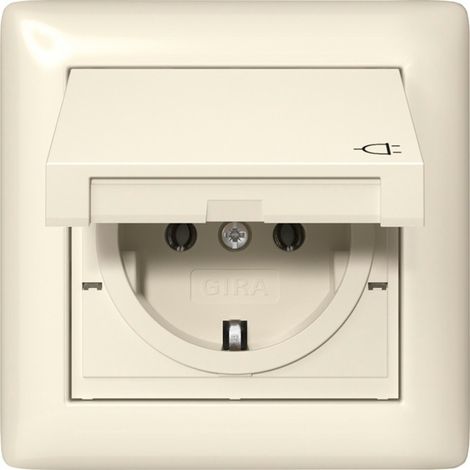Gira SCHUKO-Steckd. KD + Set IP44 + Rahmen 1f Standard 55 Cremeweiß [415701], 4157 01
