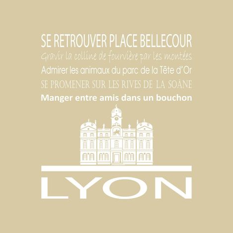 Tableau sur toile Lyon beige 30x30 cm - Impression sur Toile Murale Décorative - Image imprimée en HD sur Toile - Toile sur Châssis en Bois FSC - Fabriqué en France