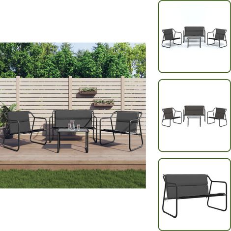 Salon de jardin avec coussins 4 pcs anthracite acier - Salon De Jardin - Mobilier De Jardin - Set De Salon - Table Basse - Chaises Pliantes (1/5)