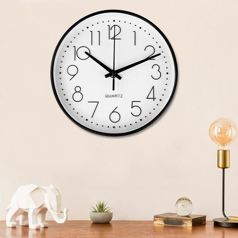 LaBlanc - Orologio da parete moderno bianco da 20 cm, silenzioso, senza ticchettio, rotondo, decorativo, facile da leggere, design minimalista nero, per camera da letto, soggiorno, cucina, ufficio (1/5)