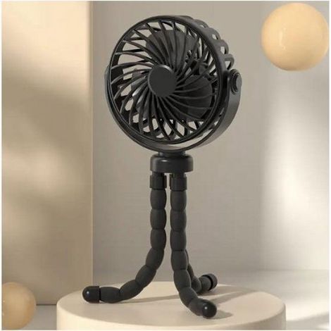 Tragbarer, wiederaufladbarer Ventilator – Schwarz – Kabelloser Tischventilator – 3 Geschwindigkeitsstufen – Festivalventilator (1/5)