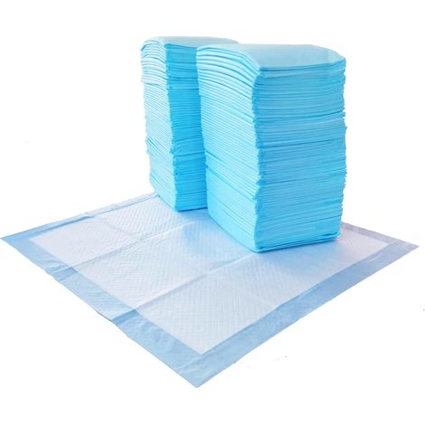 Duftende Welpen- und Hundetoiletten-Trainingsunterlagen, 5-lagig, auslaufsicher, super saugfähig mit schnelltrocknender Oberfläche, Standardgröße 56 x 56 cm, blau-weiß, 100 Stück