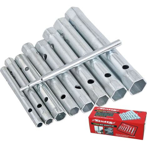 Neilsen 9pc Tubular Box Wrench Set 150mm Long Tube Spanner Plumber Mechanic