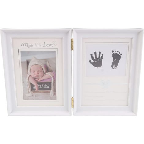 Rustic Baby Handprint Kit, Ink Photo Frame for Newborn Nursery Decor, 12.4x8.1x0.7 Inches with Plastic Density Board (1/5)