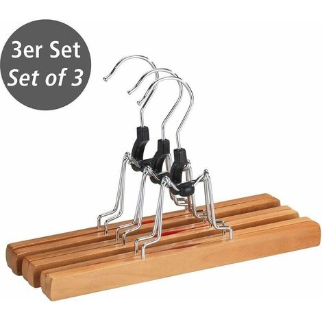 Cintre naturel pour pantalons - set de 3, Bois, 25 x 17 x 2.4 cm, Marron (1/3)