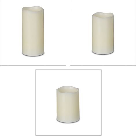 Set di 3 candele LED decorative atmosfera accogliente 15,5 x 7 x 7 cm in vera cera crema 130003633