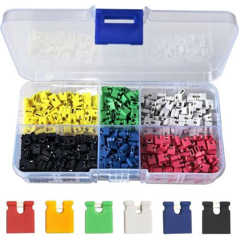 660 Pièces 2,54 mm Jumper Caps Kit pour Circuit Imprimé 2 Broches Capuchons Court-Circuit pour Projets Électroniques, Connexion Électrique, Arduino Circuit et DIY, 6 Couleurs (1/5)