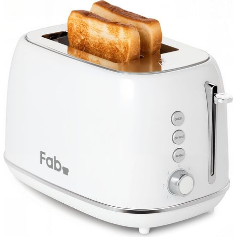 Fab by Grille-Pain 2 Fentes Vintage, Toaster Design avec 6 Coloris Disponibles, 7 Niveaux de Dorage, Décongélation, Réchauffage et Annulation (1/5)