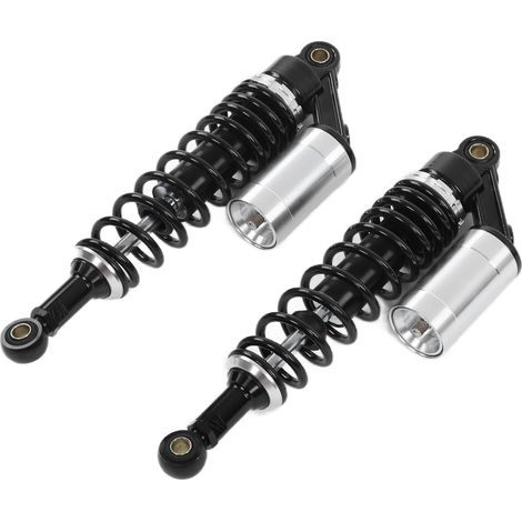 Paire d'amortisseurs arrière universels 340 mm pour moto, quad et SUV, noir et argent. (1/5)