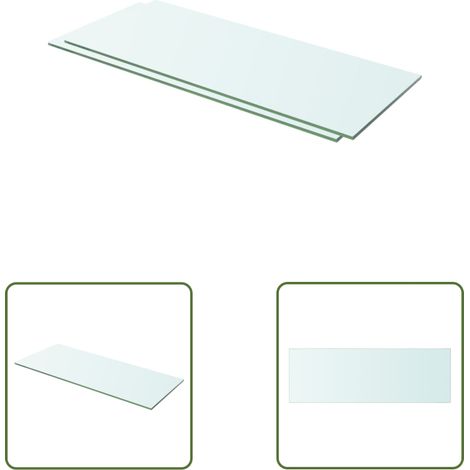 The Living Store Panneaux d'étagère 2 pcs Verre Transparent 60x20 cm - Etagere Murale - Étagère Transparente - Étagère Verre Trempé - Décoration Murale - Rangement Mural (1/3)