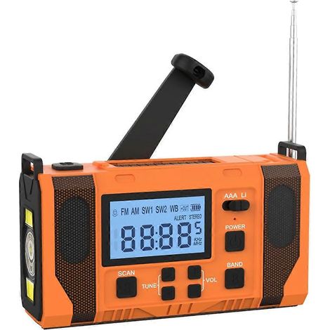 Radio météo d'urgence, radio d'alerte météo 10000 mAh à chargement solaire --- (1/5)