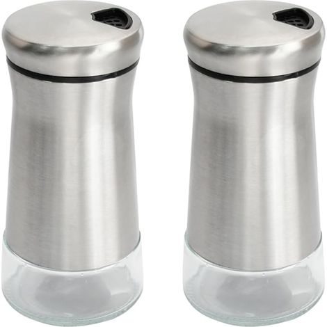 Saliere RéSistant à L'Humidité Grande Capacité Et Poivriere De Table Fabriqué En Verre Acier Inoxydable SalièRes PoivrièRes Avec Trou De Versement RéGlable (1/5)