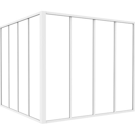 Vetrata angolare L120 x L120 x H105 in Alluminio termolaccato Stile atelier Bianco - BAYVIEW