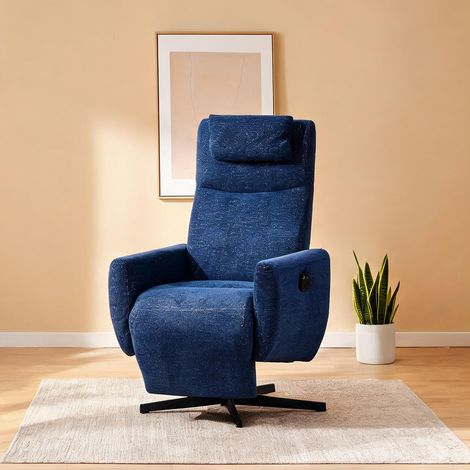 Fauteuil relax coloris bleu en chenille 67 x 80,5 x 110 cm (1/5)