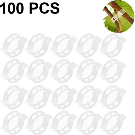 100 Pflanzenclips aus Kunststoff, Gemüsestützen, Tomatenstützen, Pflanzenständer (transparent weiß) (1/5)