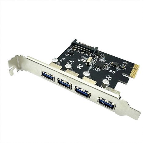 4-Port PCI-E USB 3.0 Erweiterungskarte, PCIe Desktop-Hub, SuperSpeed-Adapter mit Host-Anschluss, PCI Express Modell, kompatibel mit Windows und Linux, schnelle USB 3.0 Schnittstelle für mehrere Geräte (1/5)