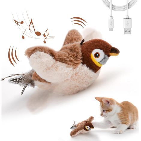 Interactive Cat Toy with Rechargeable Catnip Buzz Beat Bird (No Flying) for Indoor Cats, Touch Activated, Plush Kitten Sports Toy (1/5)