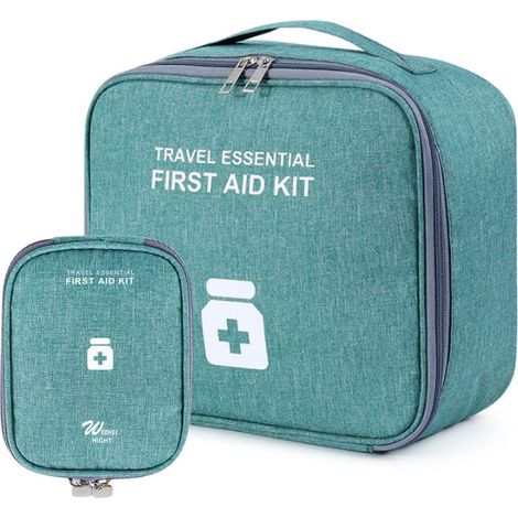 Lot de 2 Sacs à médicaments de Voyage - Grande capacité - Étanche - pour la Maison, Le Bureau, la Voiture, Le Camping, la Chasse, Les Voyages, Vert (1/5)