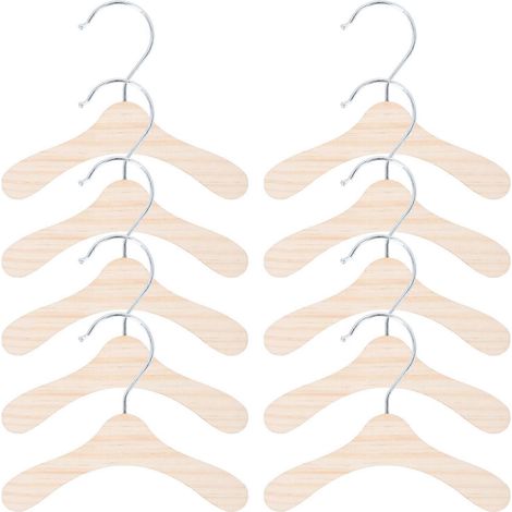 Lot de 10 cintres en bois pour vêtements d'animaux - Cintres simples en bois-16x16cm-Silver