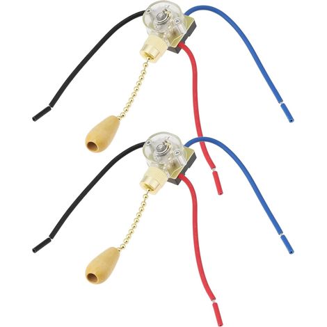 Lot de 2 Interrupteurs à Tirette à 3 Vitesses Et 3 Fils 5-6 A 125 V 50 MΩ pour Ventilateur Lustre Ou Ventilateur de Plafond (10 Cm/5 Cm). (1/5)