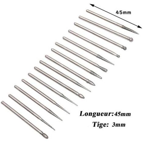 VURAHOME – 30 Stück 3-mm-Diamantfräser, Diamantschaft-Rotationsbohrer für Glas, Edelsteine, Metall, Schleifen, Schmuckherstellung, Zubehör für Rotationsgravurwerkzeuge (1/5)
