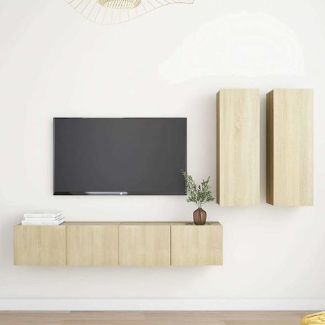 vidaXL 4 Piece TV Cabinet Set Sonoma Oak Engineered Wood (1/5)