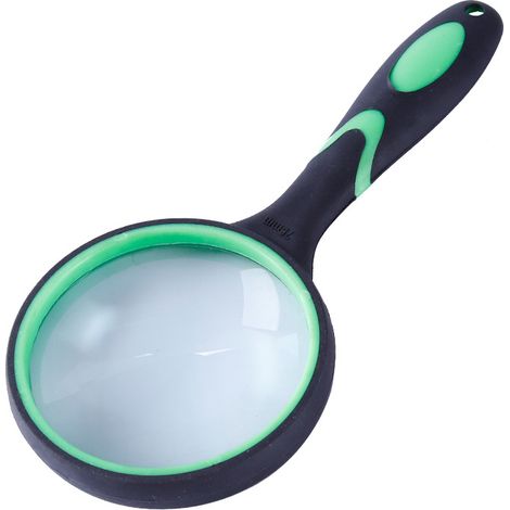 Loupe de lecture 10x (1 pièce, verte et noire) avec poignée en caoutchouc souple, portable, pour personnes âgées et enfants, 75 mm, idéale pour l'ins (1/5)