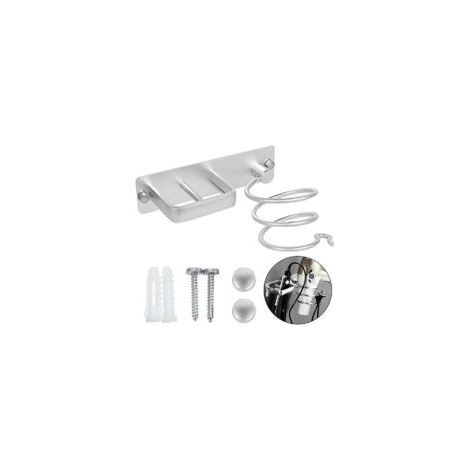 Wandhalterung für Haartrockner, Glätteisen, Haartrockner-Wandhalterung aus Aluminium mit Kabelorganisator zur Aufbewahrung von Haartrocknern, Glätteisen, Haarbürsten und mehr (1) - Crezuo (1/4)