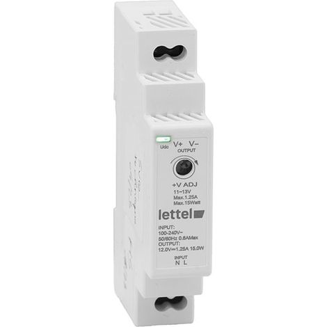 LETTEL - Alimentation 230Vca/5Vcc, puissance 15W. Fixation rail-din, largeur 1 module. - AMP1-12-5
