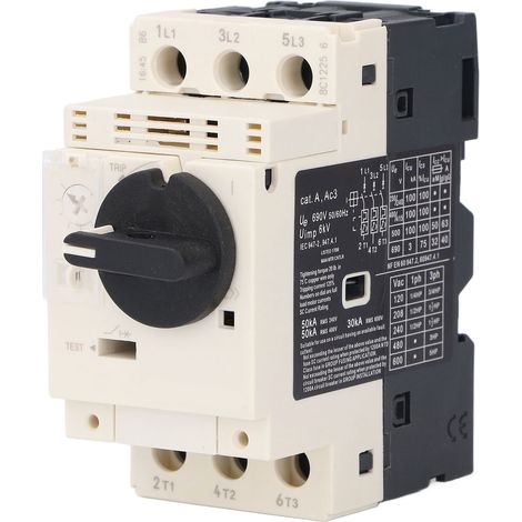 Disjoncteur Moteur 0.63-1A Thermique Magnétique à Molette Montage Rail DIN 35mm Protection Moteur AC690V (1/5)