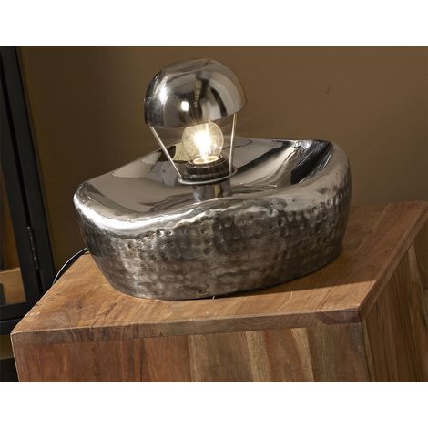 Lampe de table Levy, argent vieilli, 24 cm, 30 cm de large x 24 cm de haut (1/3)