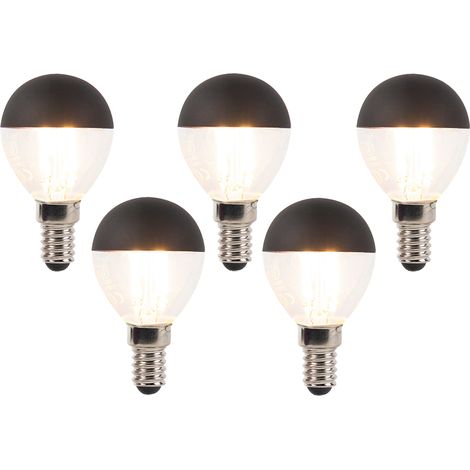 Set of 5 E14 Dimmable LED Filament Bulbs P45 Black 300lm 2700K