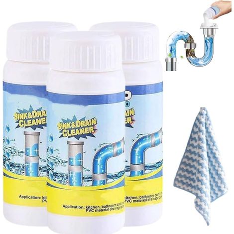 Lanoxie Deboucheur Canalisation, Cenmall Deboucheur Evier, Lanoxie Déboucheur Pro, Nettoyant Puissant Pour Canalisation, Poudre Nettoyante, Pour Cuisine Et Salle De Bain, Sink And Drain Cleaner (3PC)